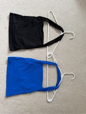 Amazon Essentials Black & Royal Blue Halter Crop Tops (2-Pack)